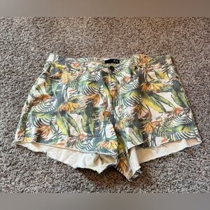 Kut from the Kloth Tropical Print Jean Shorts - Green and Orange